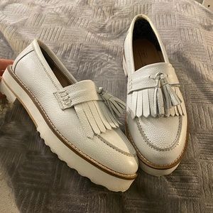 Lightly worn leather platform / flatform loafers from ASOS